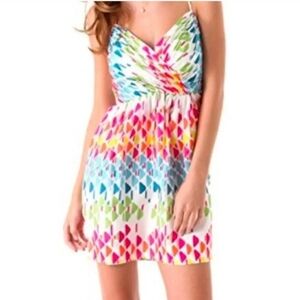 Shoshanna Mia Bright Colorful Lalique Print Silk Party Dress